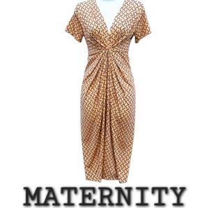 Leota Birds and the Bees Maternity  Dress Short Sleeve, V-neck Small NWT